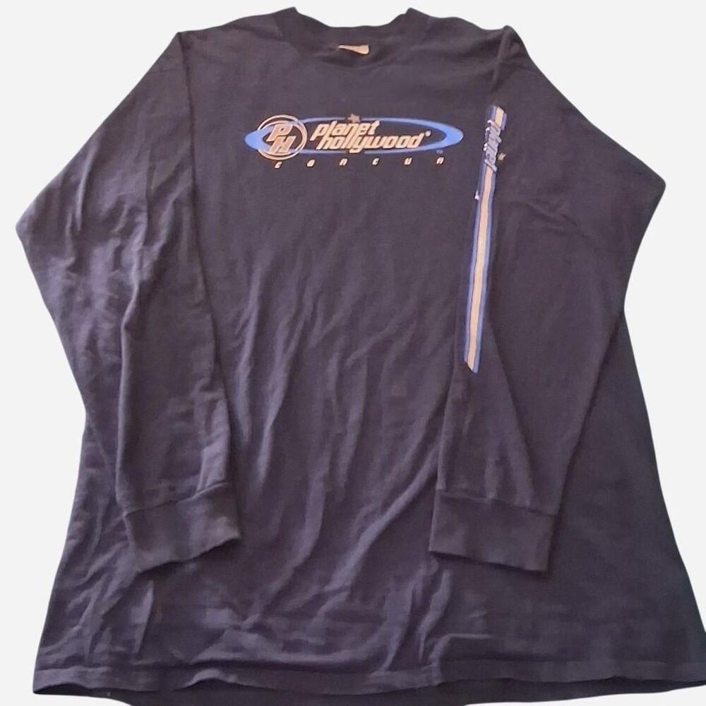 Planet-hollywood Men's Navy and White T-shirt